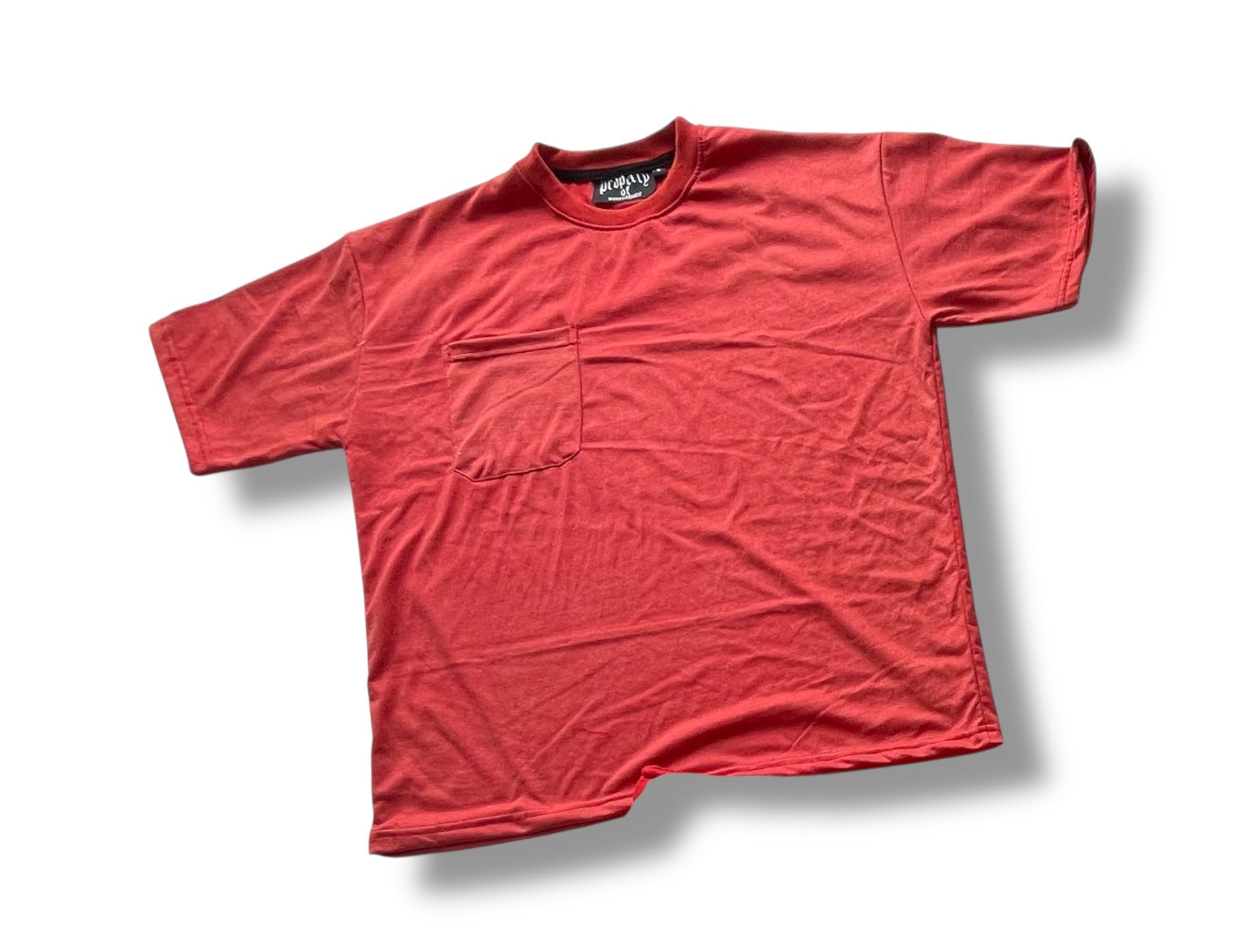 Distressed drip oversized tee red